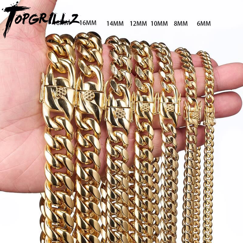 Cuban Link Chain 12Mm - トップグリル-ステンレス鋼のターバンチェーン,6mm,10mm,12mm,14mm,16mm,18mmのヒップホップスタイルのジュエリー,ギフトに最適
