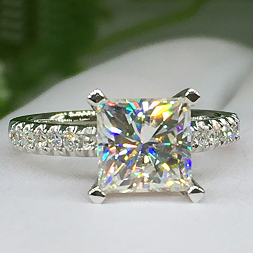 Moissanite Engagement Ring 1 Carat - カスタムソリッド10K Au417ホワイトゴールド女性用ウェディングパーティー婚約指輪1 2 3 4 5カラットスクエアプリンセスモアッサナイトダイヤモンドリング