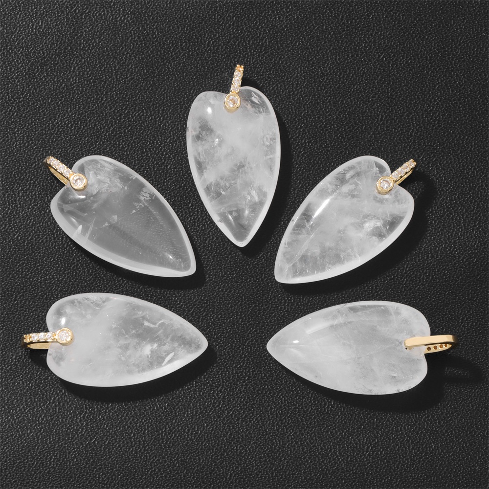 Crystal Pendant Necklace Natural Stone - 2個入り天然石ハートペンダント、DIYネックレスブレスレット用ヒーリングクリスタルチャーム、女性へのボヘミアンジュエリーギフト