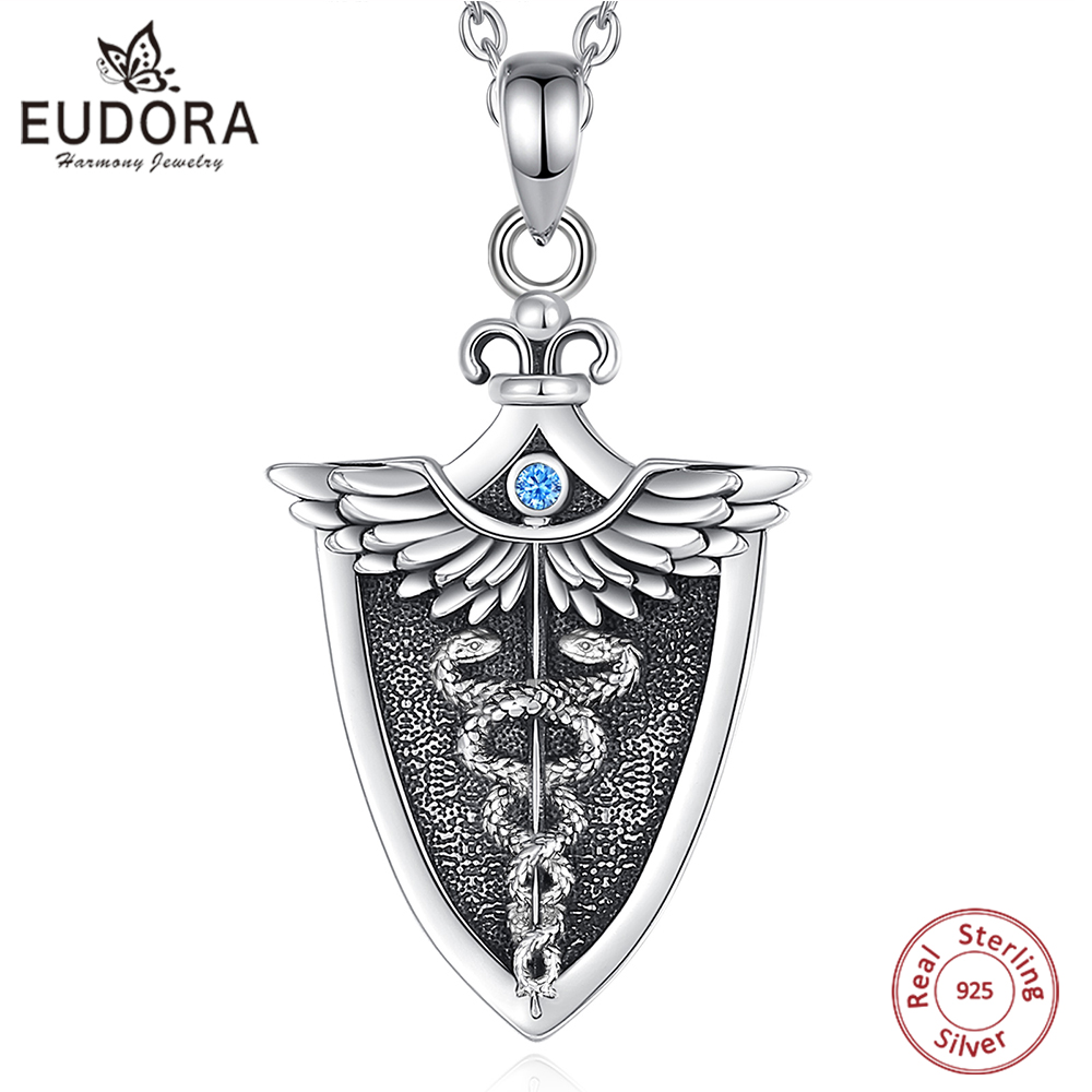 925 Sterling Silver Chain Necklace Men - Eudora-男性と女性のためのダブルスネークペンダント付きネックレス,925スターリングシルバーネックレス,医療デザイン,ユニセックス,オリジナルギフト