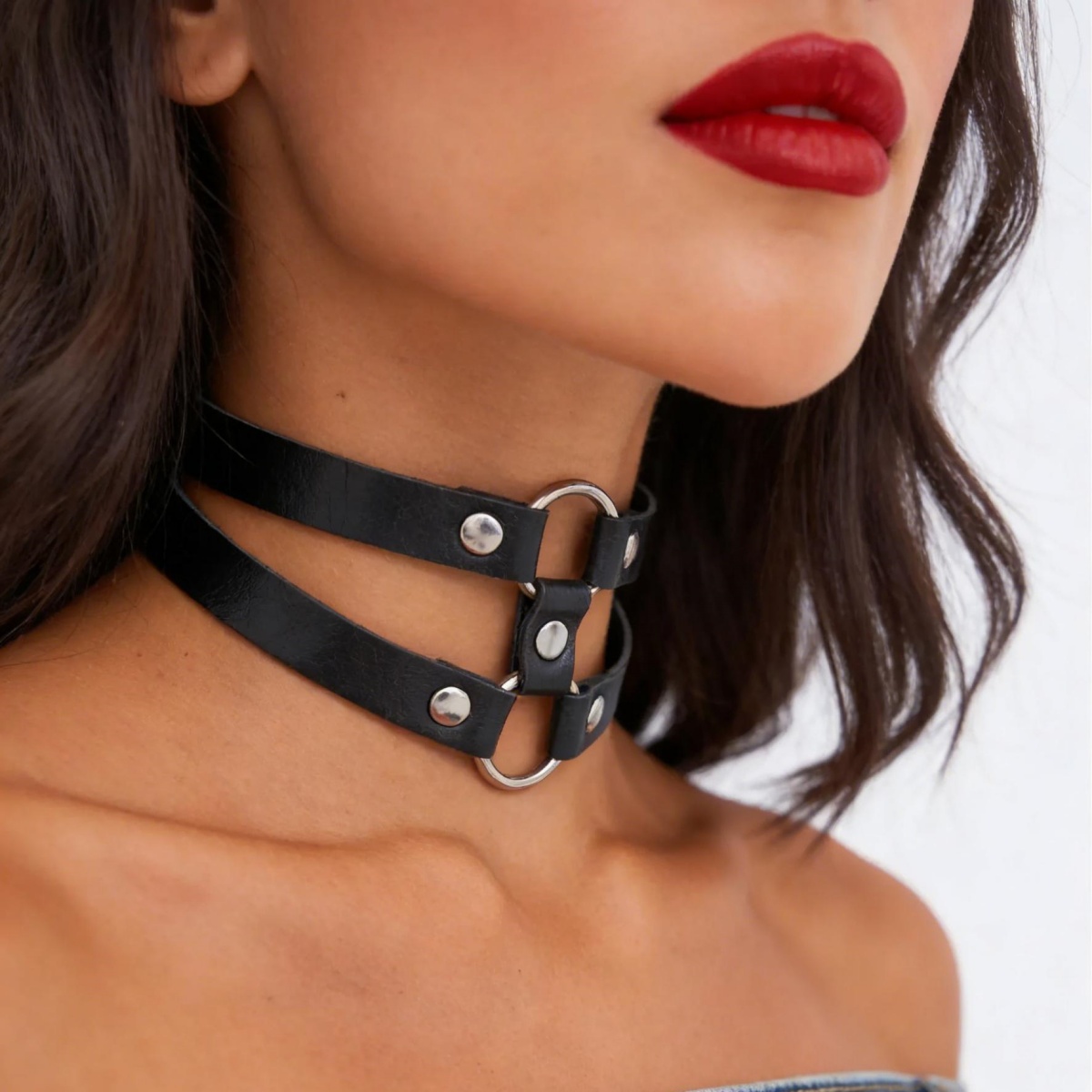 Goth Punk Spike Choker - ファッションPUレザー スパイクチョーカー パンクカラー レディース メンズ リベットスタッズチョーカーネックレス