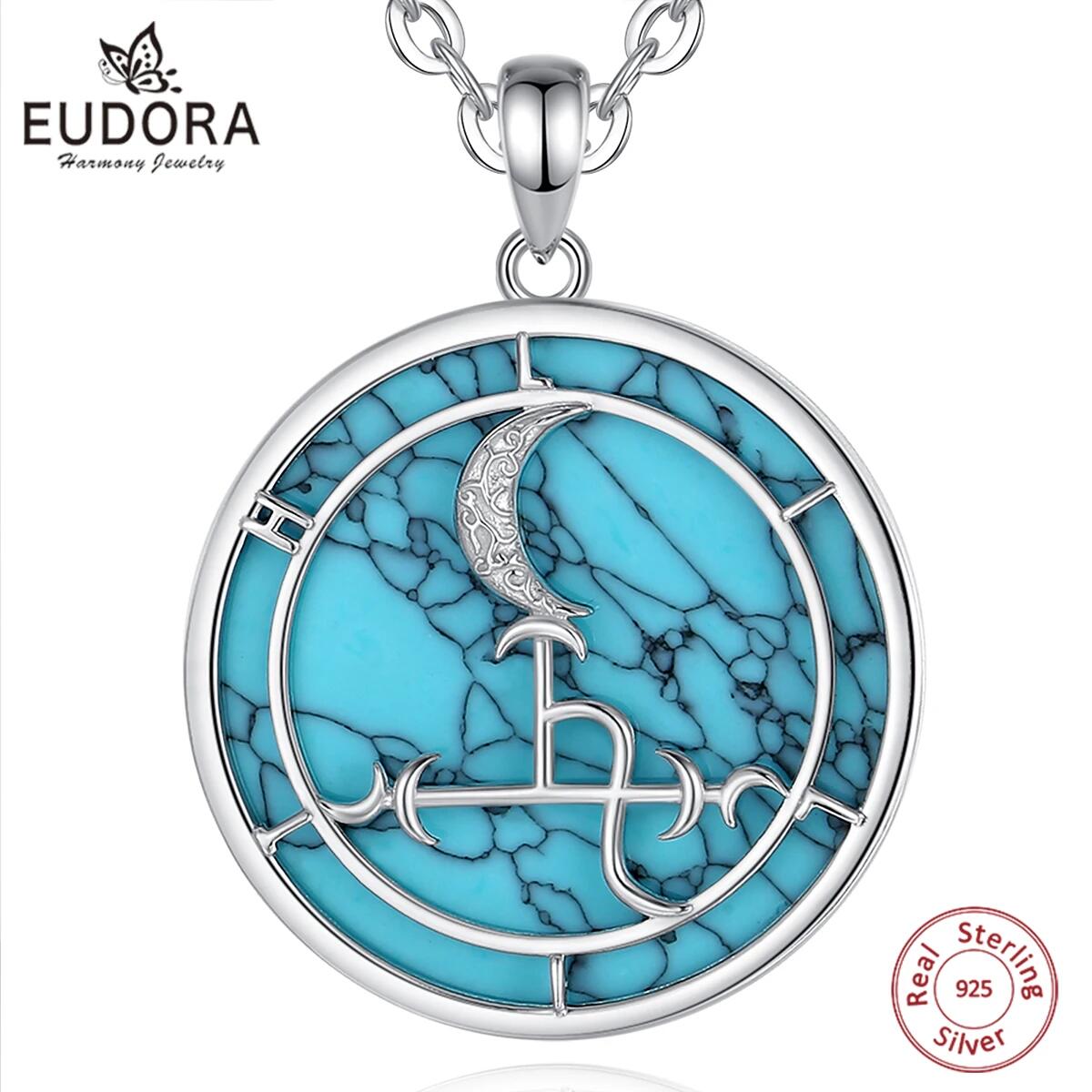 925 Sterling Silver Chain Necklace Men - Eudora-男性と女性のためのムーンネックレス,925スターリングシルバー,ターコイズ,女性のためのジュエリーペンダント,個性