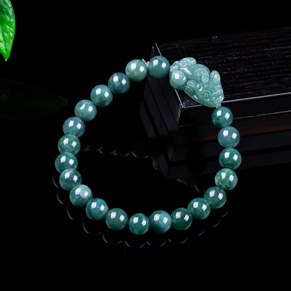 Bracelets - 天然ビルマ翡翠貔貅ブレスレットヴィンテージお守りチャームギフト女性のためのジュエリーバングル本物の翡翠アクセサリー