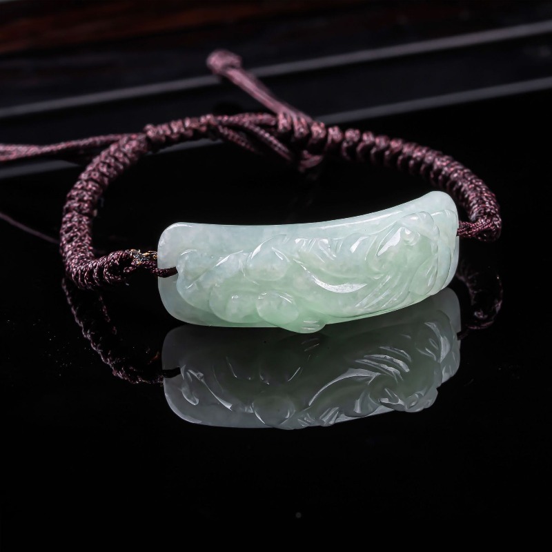 Bracelets - ビルマ翡翠貔貅ブレスレット彫刻手編み天然翡翠ブレスレットバングルアクセサリーファッションヴィンテージ本物のジュエリーチャーム