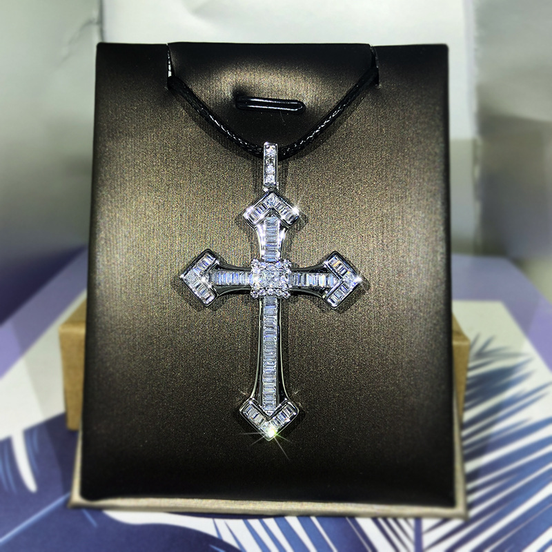 925 Sterling Silver Chain Necklace Men - 男性と女性のためのクラシックな925スターリングシルバーと白いジルコンのペンダント,マイクロインレイのネックレス,誕生日パーティーのジュエリー
