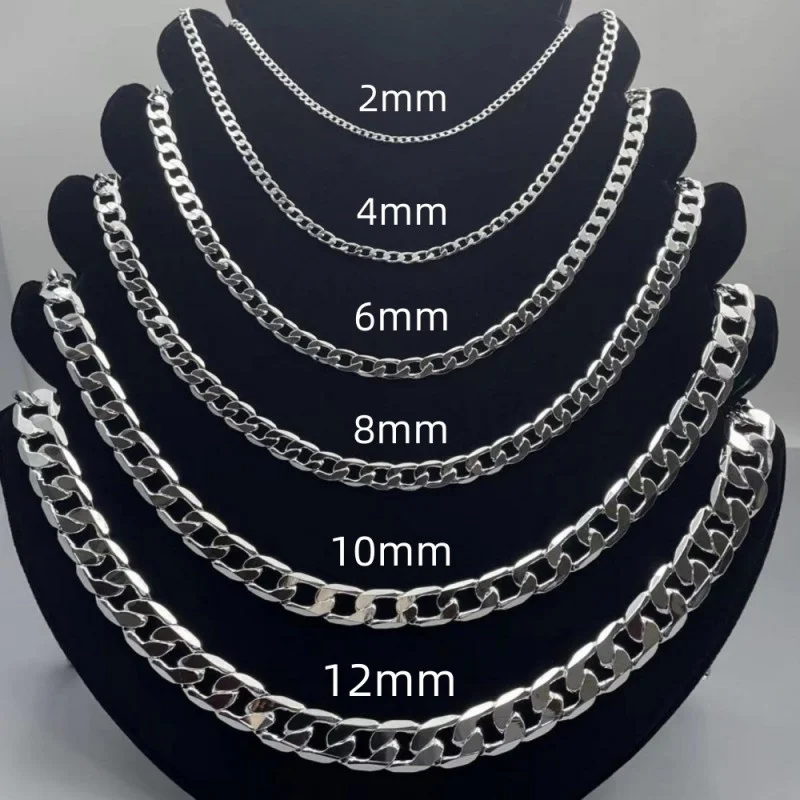 Cuban Link Chain 12Mm - メンズ 925 スターリングシルバーネックレス 2/4/6/8/10/12 ミリメートル 40-75