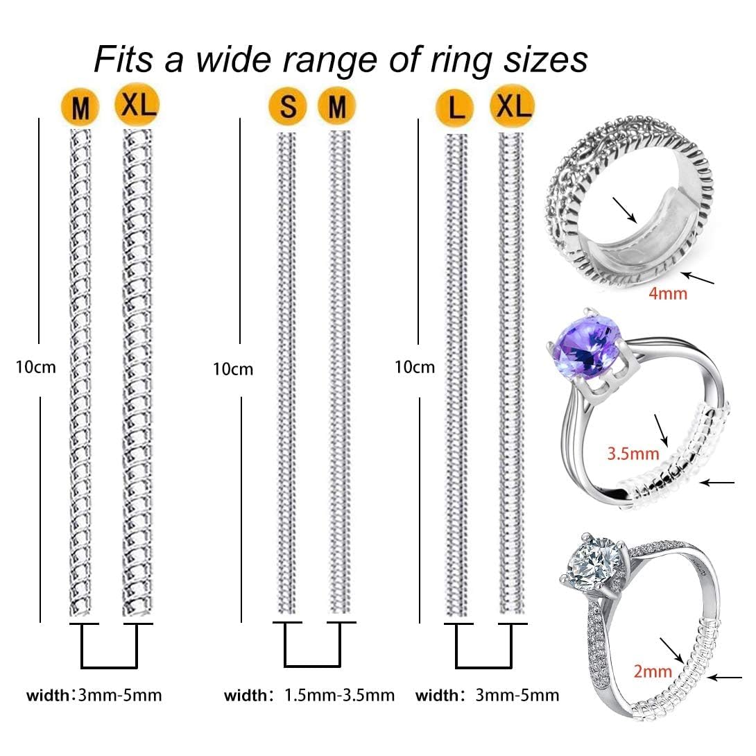Rings - 6個/ロット ガードタイトナー レデューサー サイズ調整ツール 透明スパイラルベースリングツール スプリングコイルリングサイズアジャスター