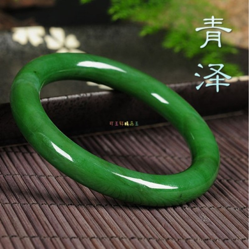 Bracelets - 天然新疆ホータン産、細いバンド、女の子向けスタイル、古鉱山産ほうれん草緑色の崑崙翡翠丸玉ブレスレット