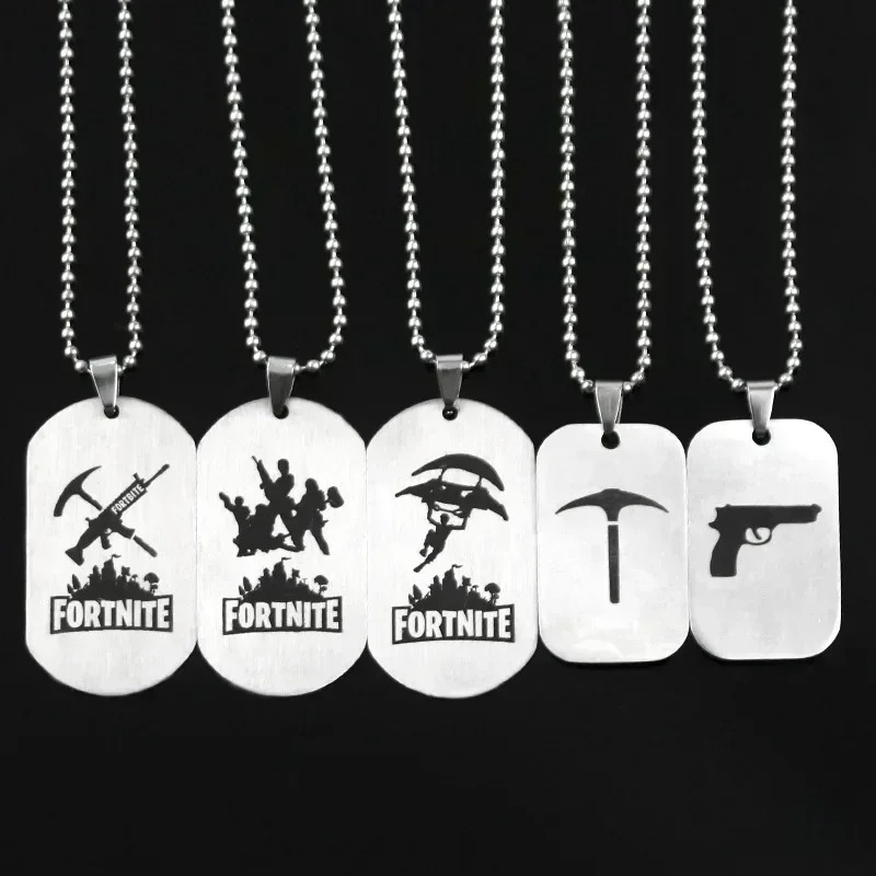 Anime Pendant Necklace - ゲームフォートナイトアニメネックレスステンレス鋼ハングタグネックレス金属工芸品ファッションペンダントアクセサリードロップシッピング