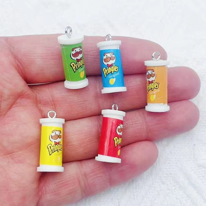 Earrings - 10個入り シミュレーション3Dバケツ型ポテトチップススナック樹脂ペンダント DIYジュエリーアクセサリー イヤリング キーホルダー ヘアアクセサリー