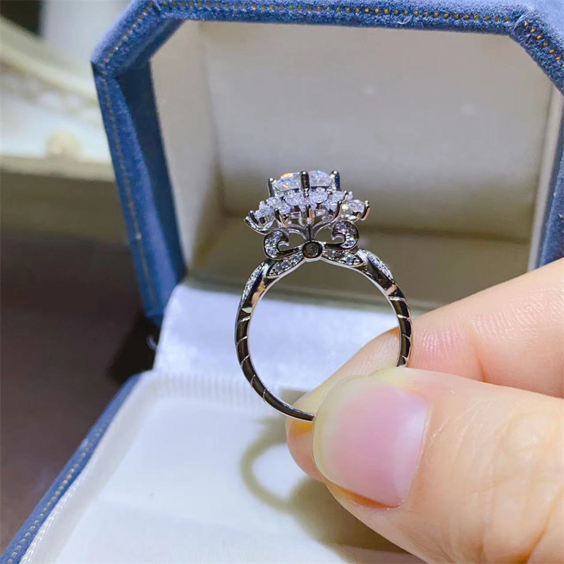 Moissanite Engagement Ring 1 Carat - 高級ホワイトゴールドソリッドプラチナ PT950 モアサナイト ダイヤモンドリング AU750 プラチナ