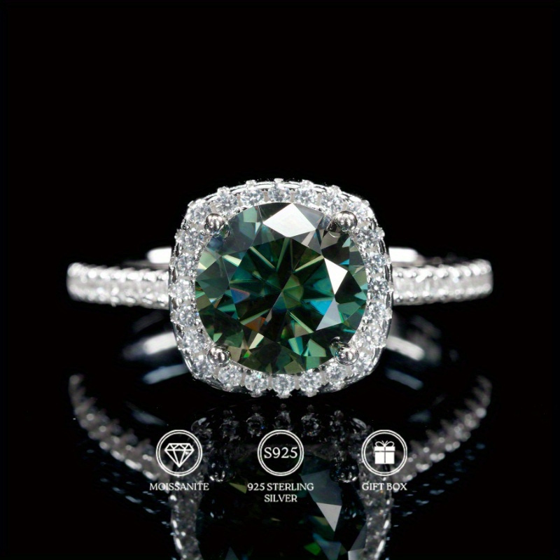 Moissanite Engagement Ring 1 Carat - 1PC 1/2/3 カラット ラウンドカット グリーン モアサナイト