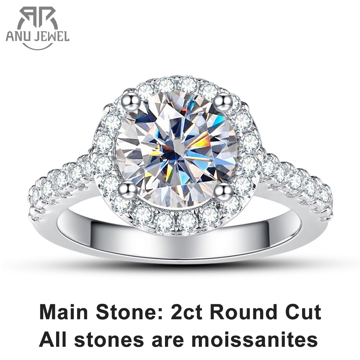 Moissanite Engagement Ring 1 Carat - Anujeel-レディースホローエンゲージリング,レディースエンゲージリング,925スターリングシルバーウェディングリング,ファインジュエリー,卸売り,2カラフモアッサナイト