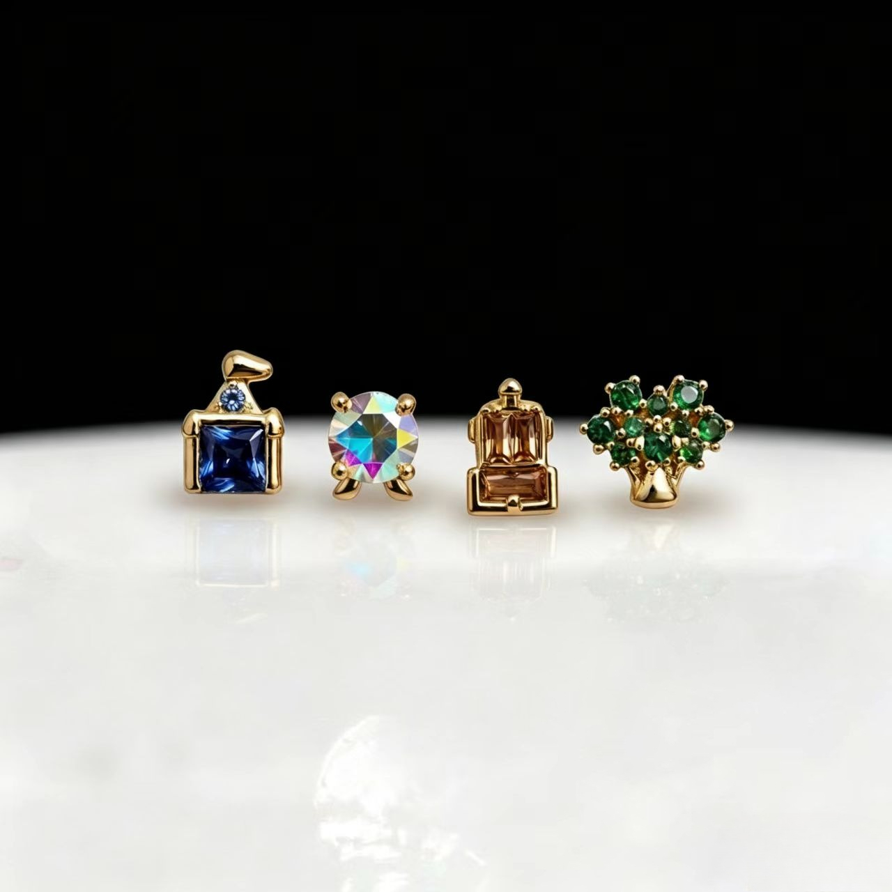Earrings - 新しい絶妙なかわいい遊園地スタッドピアス女性ガールズファッションパーティー誕生日ジュエリーギフト