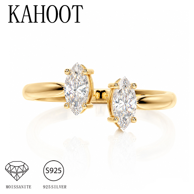 Moissanite Engagement Ring 1 Carat - 1カラットのモアサナイトをあしらった調整可能な開口部付きの925スターリングシルバーリング、ユニセックス