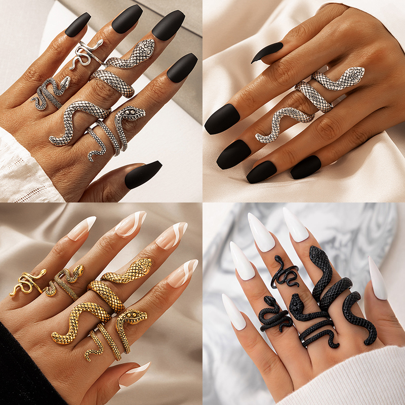 Vintage Punk Knuckle Rings Set - 男性のためのヴィンテージの幾何学的な形のスネークリングのセット,男性のためのレトロなジュエリーアクセサリー