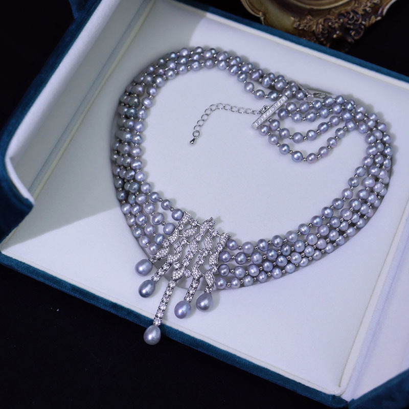 Pearl Choker Necklace Vintage - 淡水パールネックレス、ヴィンテージ風トリプルレイヤー高級デザインチョーカー、エレガントなパールジュエリーギフト
