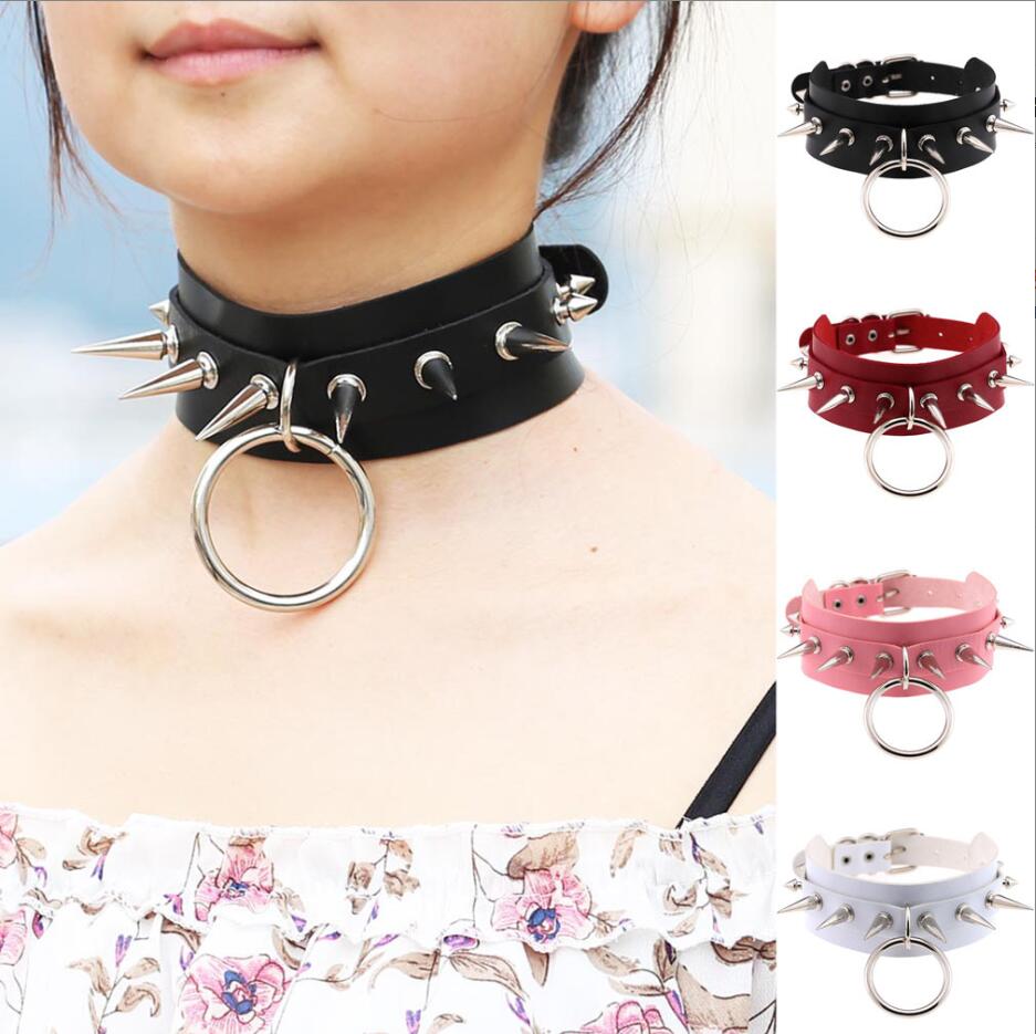 Goth Punk Spike Choker - 男性と女性のためのスパイクと金属のネックレス,宝石,パンク,リベット