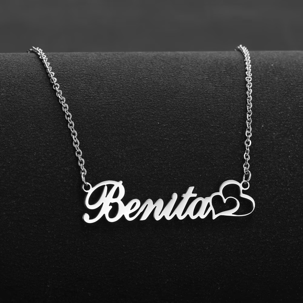 Custom Name Necklace Stainless Steel - パーソナライズされたダブルハートカスタムネームネックレスステンレス鋼カスタマイズされたジュエリー結婚式ロマンスギフト女性のための送料無料