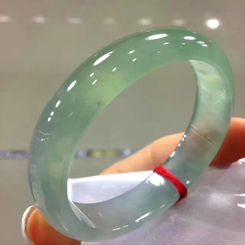 Bracelets - 明るい油緑色の本物の丸玉翡翠ブレスレット、本物の古鉱山産アイスワックス翡翠の女性用ブレスレット