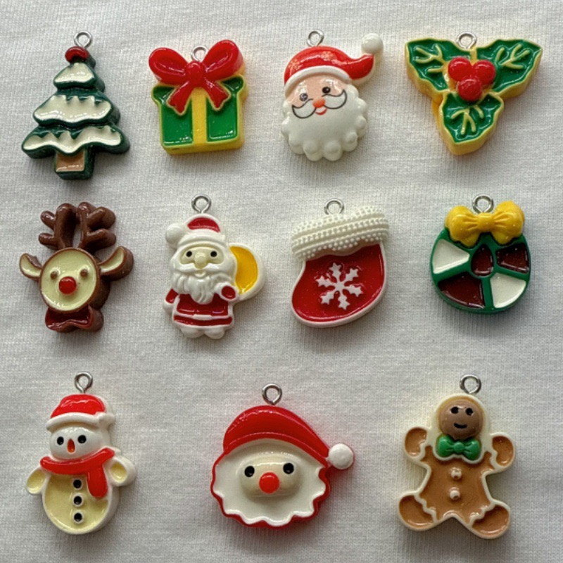 Earrings - 10 個クリスマス漫画シリーズ樹脂ペンダント DIY ジュエリーアクセサリージュエリー作りイヤリングネックレスキーホルダー