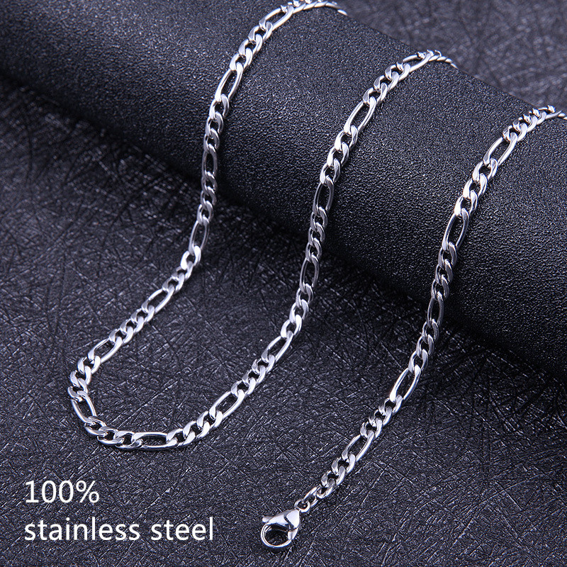 Cuban Link Chain 12Mm - 男性用ステンレススチールチェーン付きネックレス,4mm,3:1,ヒップホップファッション,長さ50〜70cm,卸売り,格安,直送