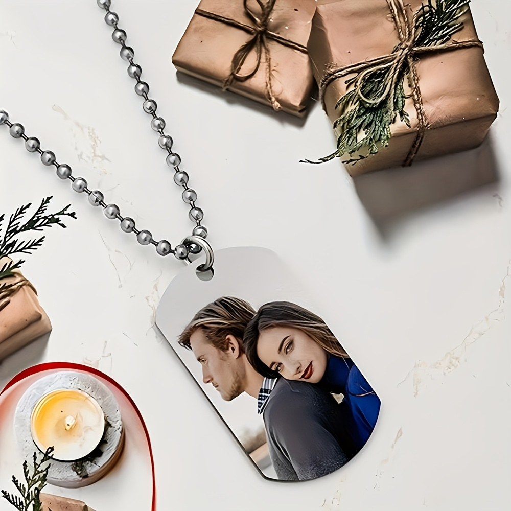 Custom Name Necklace Stainless Steel - カスタムパーソナライズメンズペンダントネックレス、両面カスタムカラー写真/テキスト/ドッグタグネックレス、カップルキーチェーンネックレス