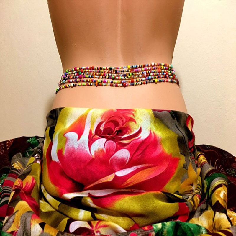 Body Jewelry - 女性のためのビーズのベリーチェーン、レイヤーボディチェーン、自由奔放に生きるスタイル、彫刻ボディアクセサリー、ビーチパーティーのウェア