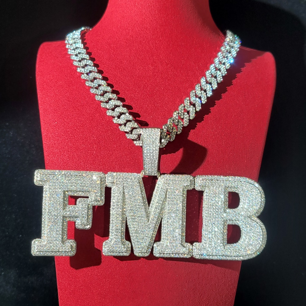Cuban Link Chain 12Mm - カスタムパヴェキュービックジルコニア文字＆数字ペンダント、アイスアウトパーソナライズワードネックレス、12MMキューバンリンクチェーン付き、彼へのギフト