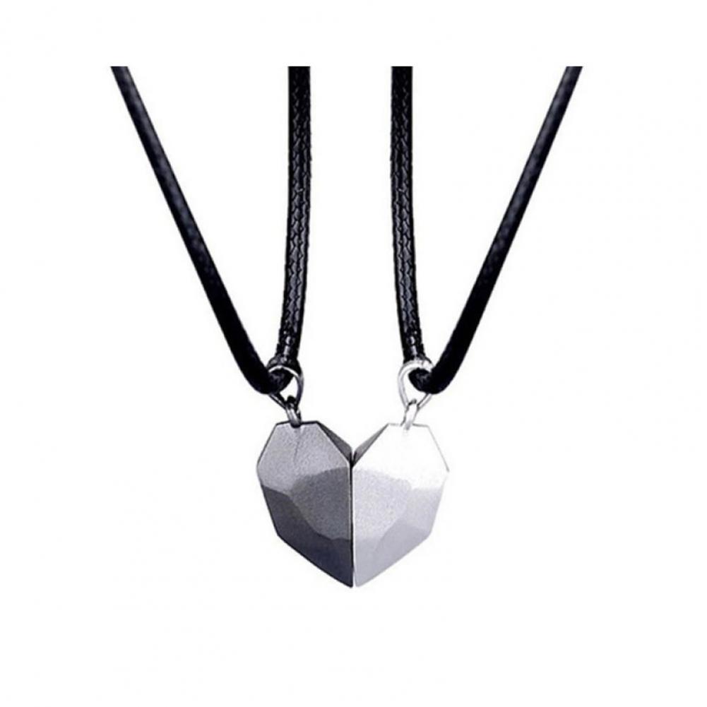 Magnetic Couple Matching Necklaces - ハートペンダントネックレス カップルマッチングネックレスセット 電気メッキ合金製 マグネット式ハートペンダント 愛のジュエリー 夫婦用