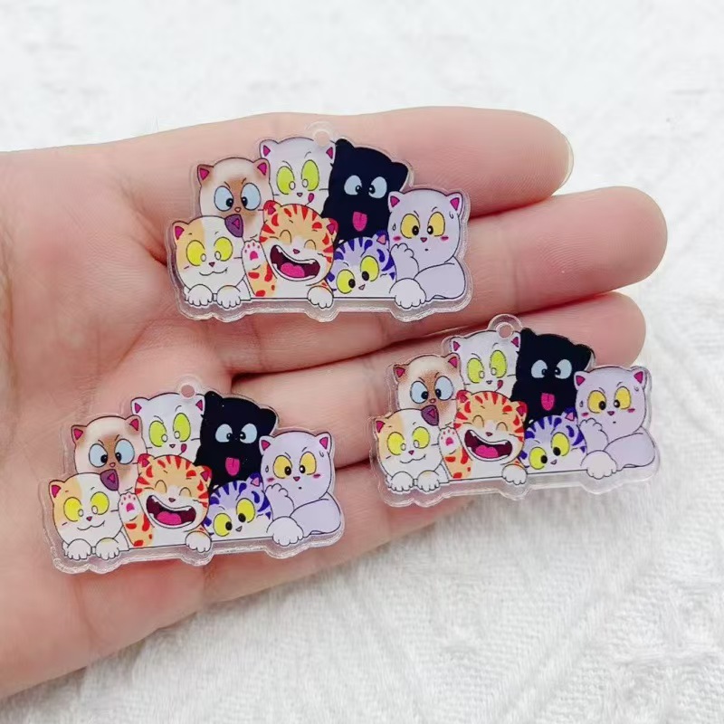 10 個漫画アクリル子猫ジュエリーネックレスブレスレットイヤ - Earrings のレビューと価格