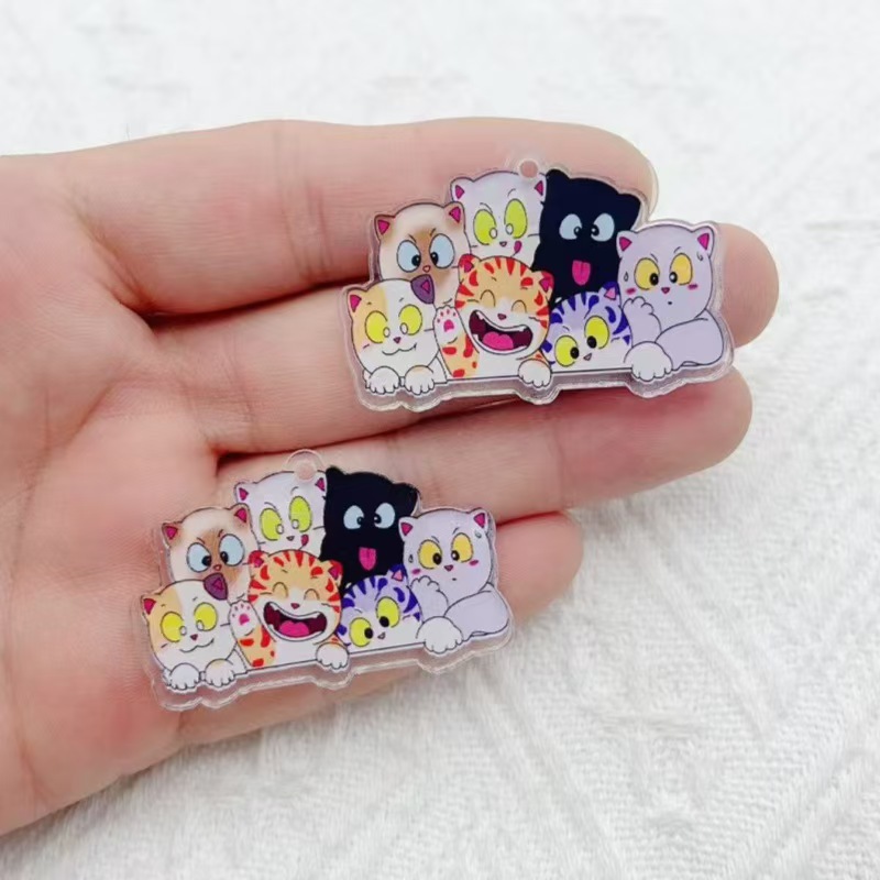 10 個漫画アクリル子猫ジュエリーネックレスブレスレットイヤ - Earrings のレビューと価格