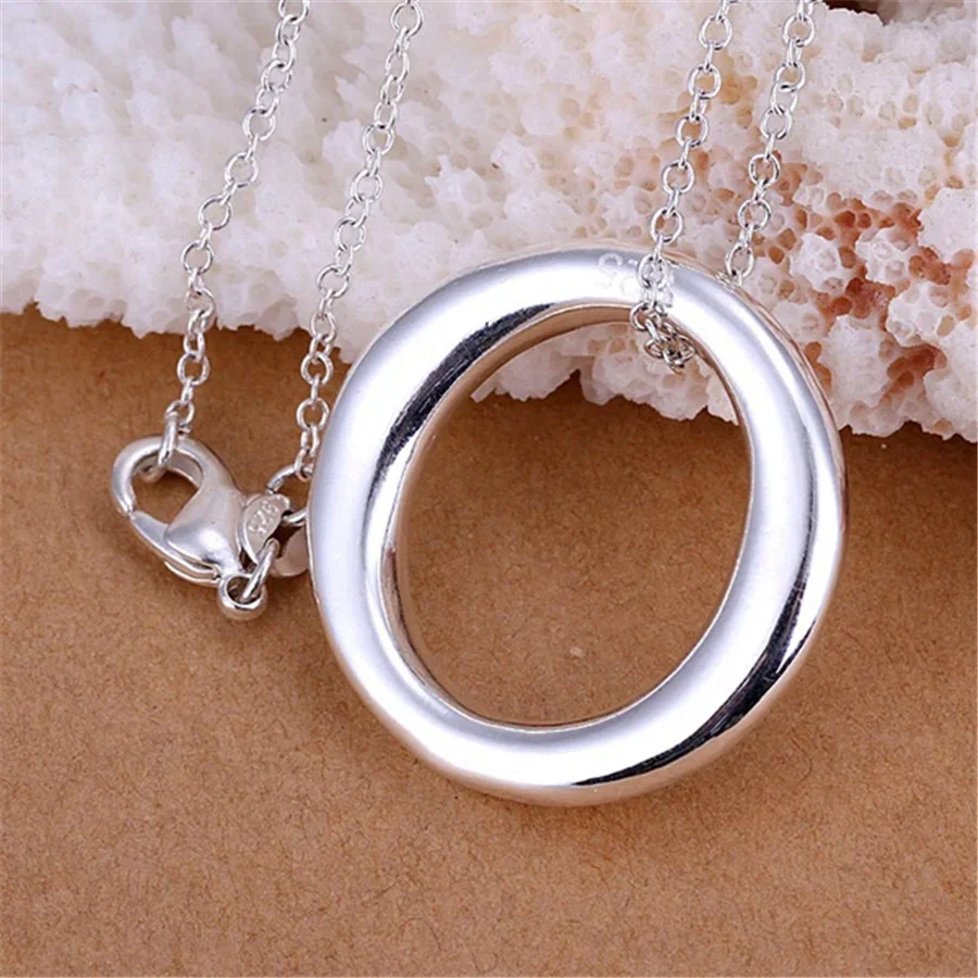 ホット 925 スターリングシルバーシンプルな O ラウンド - 925 Sterling Silver Chain Necklace Men のレビューと価格