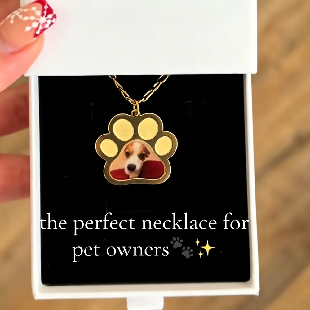 パーソナライズされたペットの足跡カラー印刷写真ネックレスステ - Custom Name Necklace Stainless Steel のレビューと価格