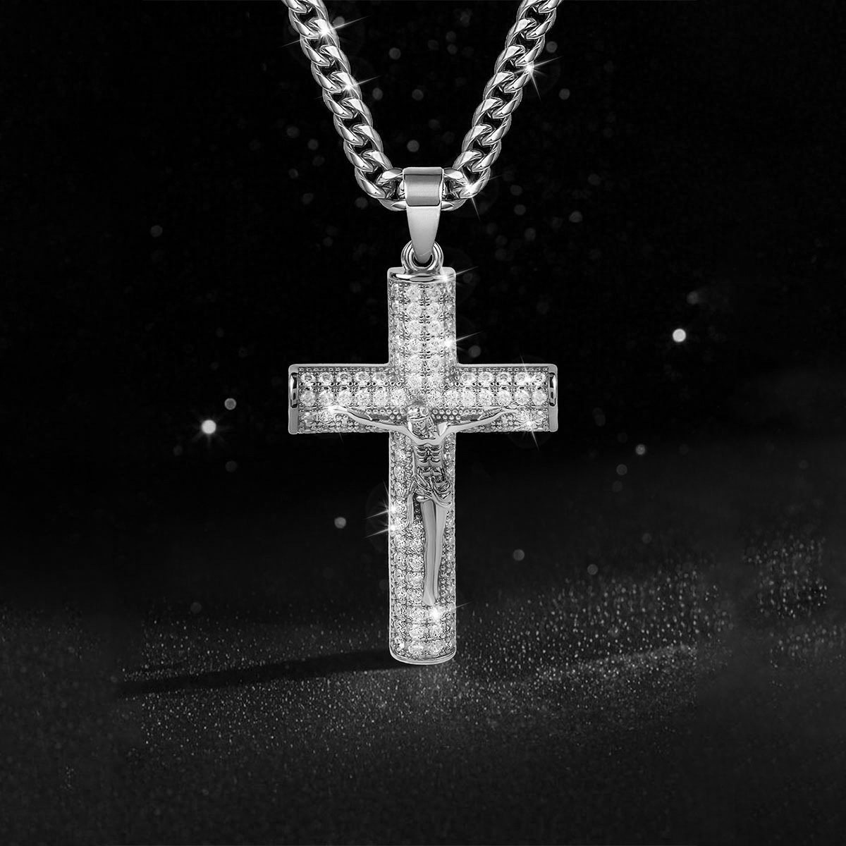 メンズ用金メッキクロスネックレス、先進ナノテクノロジーによる - Cross Pendant Necklace Gold のレビューと価格
