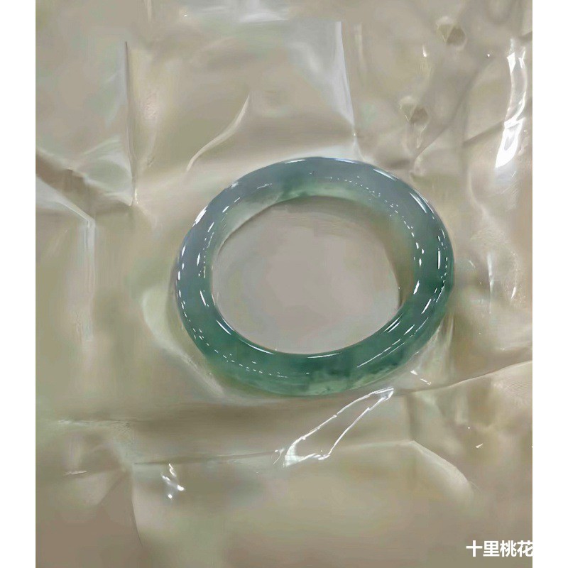 天然ビルマ産アイスジェダイトブレスレット、本物、丸型、花模様 - Bracelets のレビューと価格
