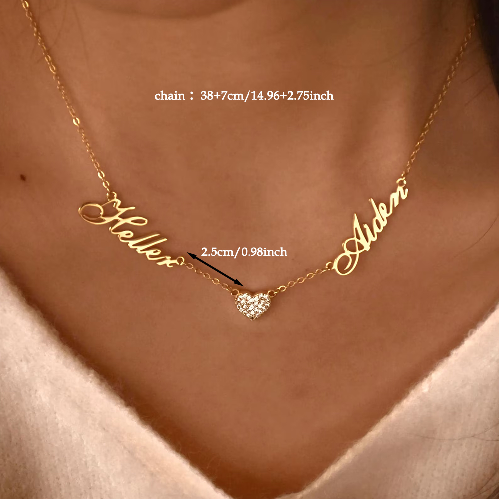 カスタム 2 名前ネックレス女性のためのクリスマス複数の名前 - Custom Name Necklace Stainless Steel のレビューと価格
