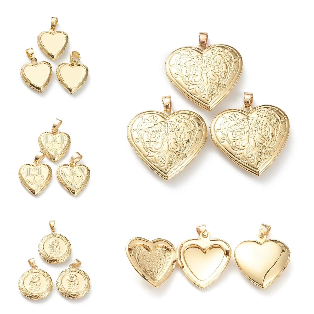 10 個のハートフォトロケットペンダント開閉可能なフォトフレ - Heart Locket Necklace Photo のレビューと価格