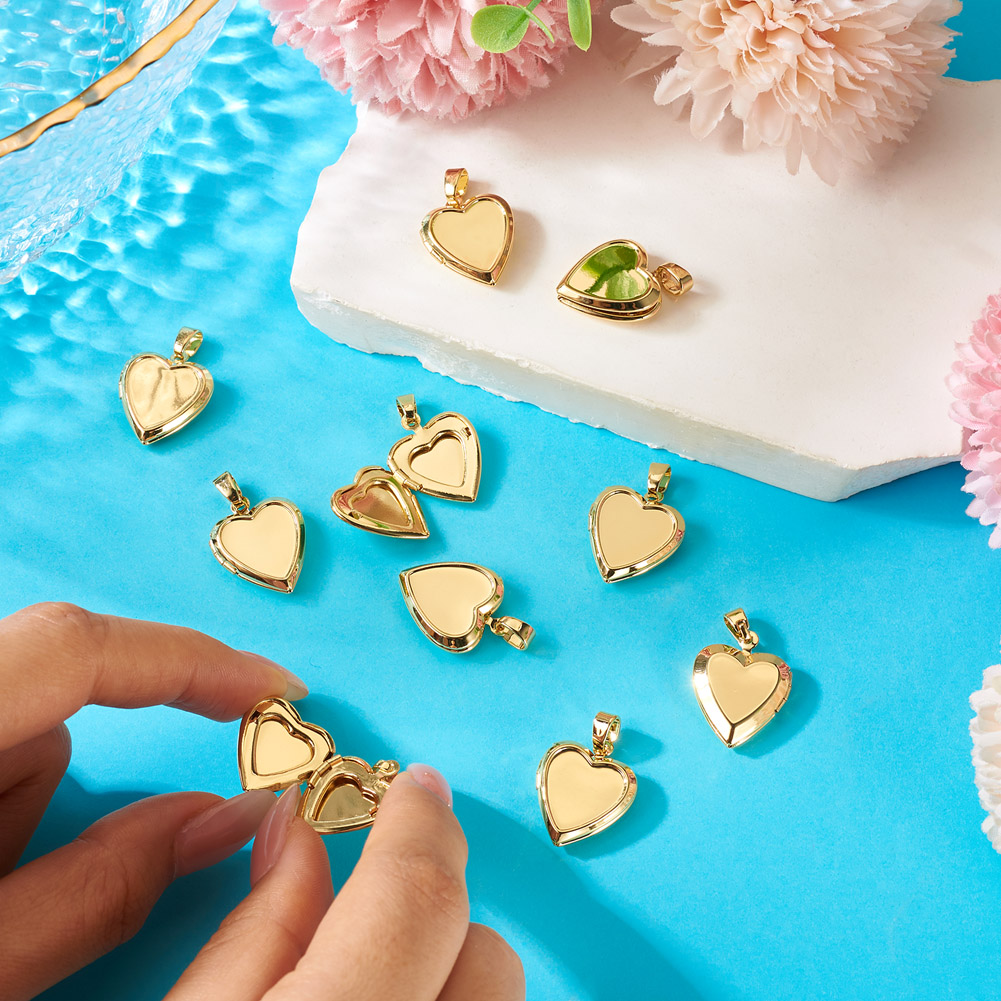 10 個のハートフォトロケットペンダント開閉可能なフォトフレ - Heart Locket Necklace Photo のレビューと価格
