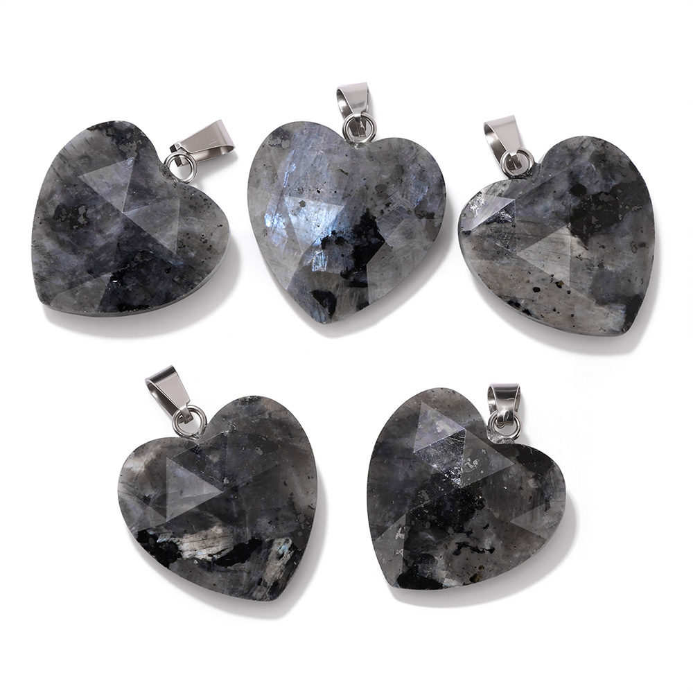 1PC 20 ミリメートルファセットハートペンダント天然石ロ - Crystal Pendant Necklace Natural Stone のレビューと価格