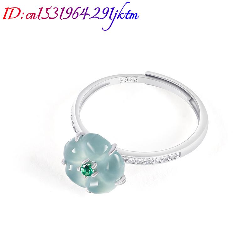 ブルービルマ翡翠フラワーリング 925 シルバー天然ビルマ翡 - Rings のレビューと価格