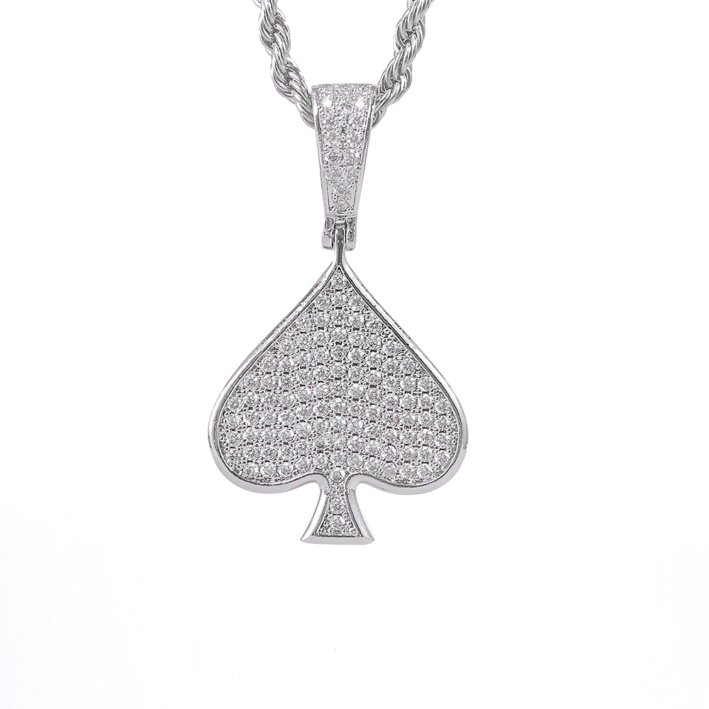 ESKEEm アイスアウト VVS モアサナイト スペードの - 925 Sterling Silver Chain Necklace Men のレビューと価格