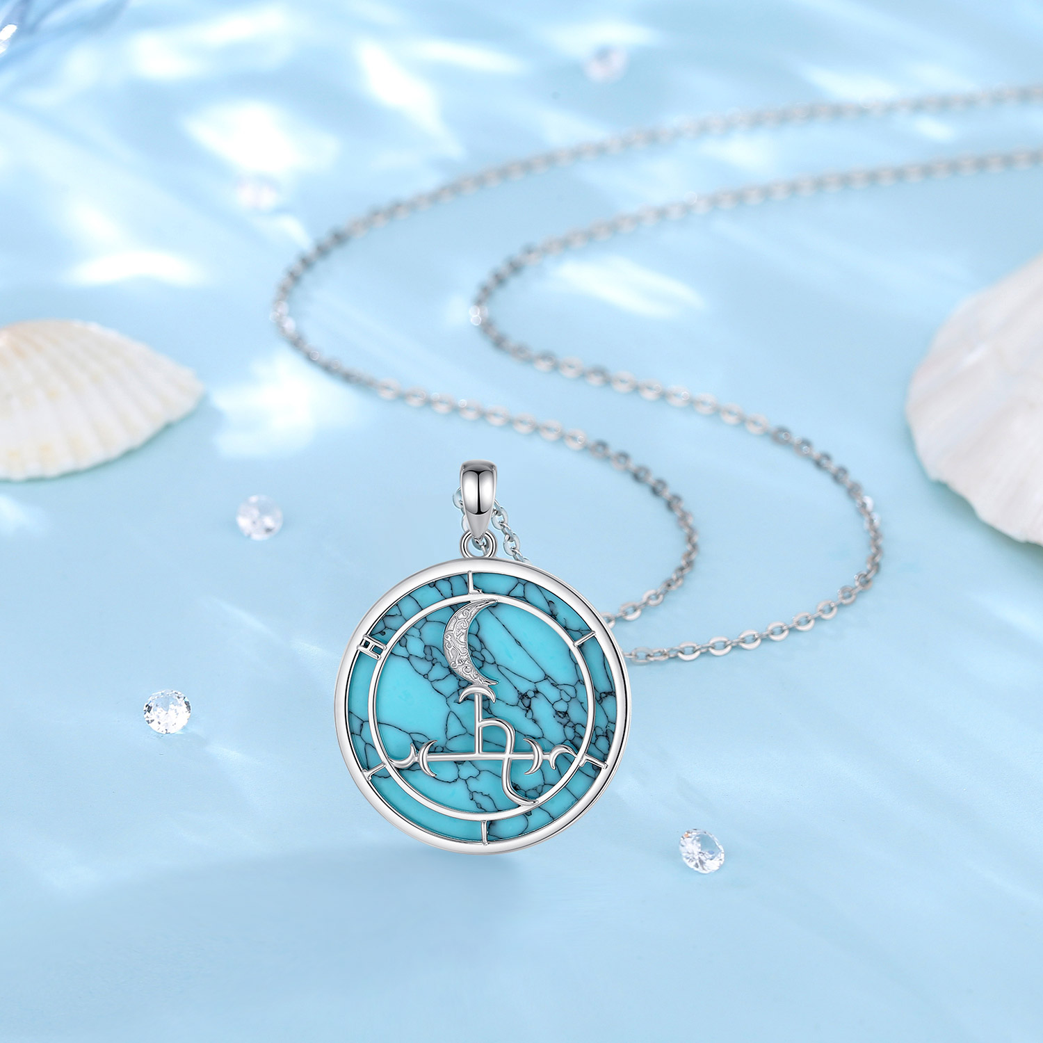 Eudora-男性と女性のためのムーンネックレス,925スタ - 925 Sterling Silver Chain Necklace Men のレビューと価格