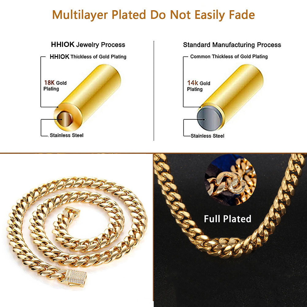 男性用ラボダイヤモンド付きチェーンチョーカー,厚手のステンレ - Cuban Link Chain 12Mm のレビューと価格