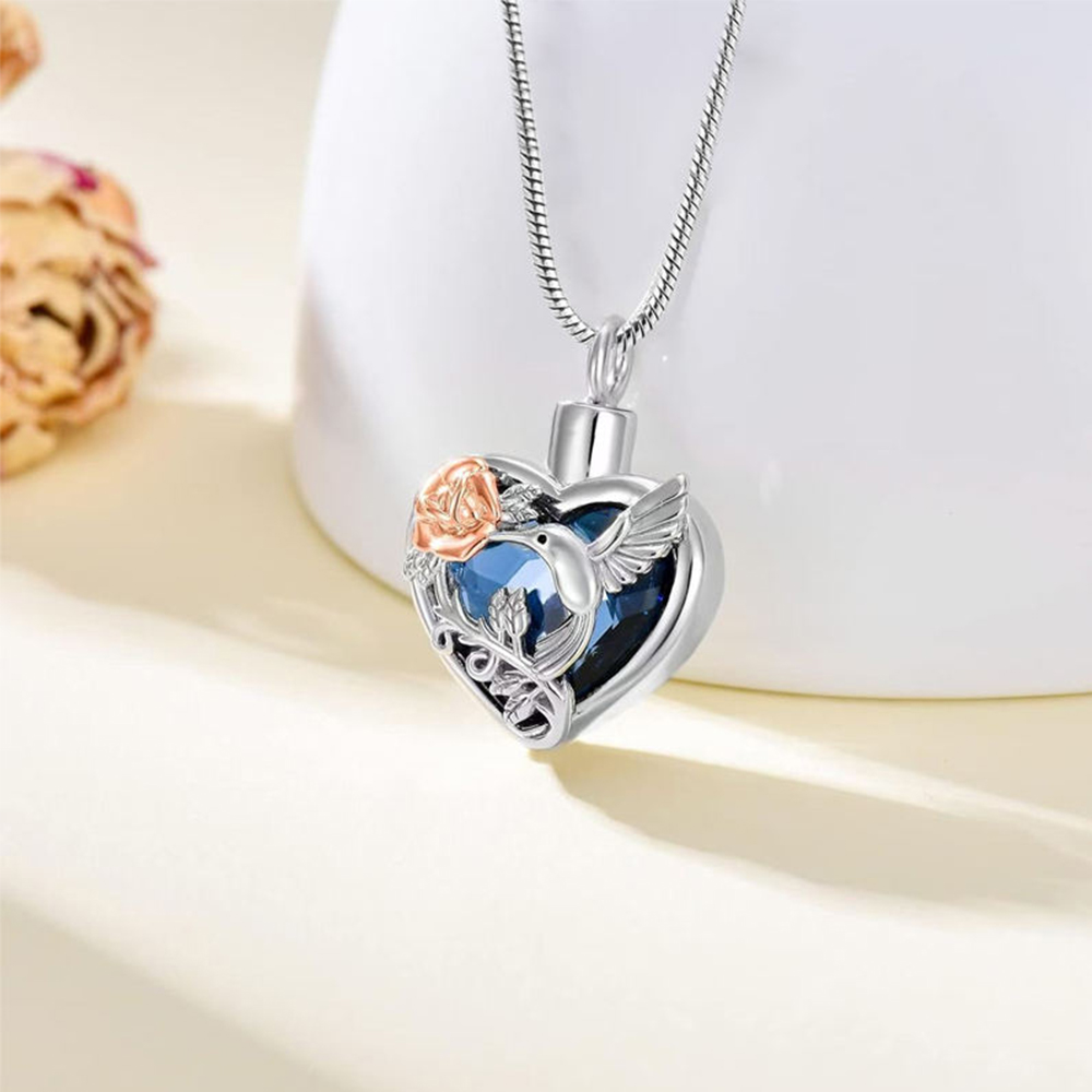 ハチドリハート骨壺ロケットネックレス灰と骨壺ロケット火葬ネッ - Heart Locket Necklace Photo のレビューと価格