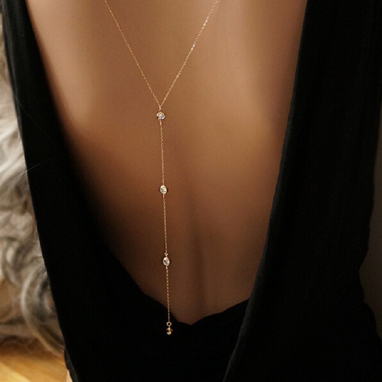 ラインストーン付きセクシーな女性用バックチェーンネックレス、 - Body Jewelry のレビューと価格