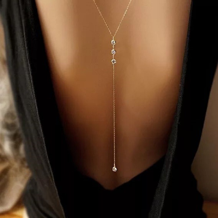 ラインストーン付きセクシーな女性用バックチェーンネックレス、 - Body Jewelry のレビューと価格