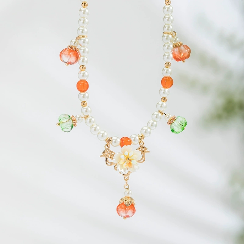 ヴィンテージパールネックレスカボチャペンダント中国韓服ウェデ - Pearl Choker Necklace Vintage のレビューと価格