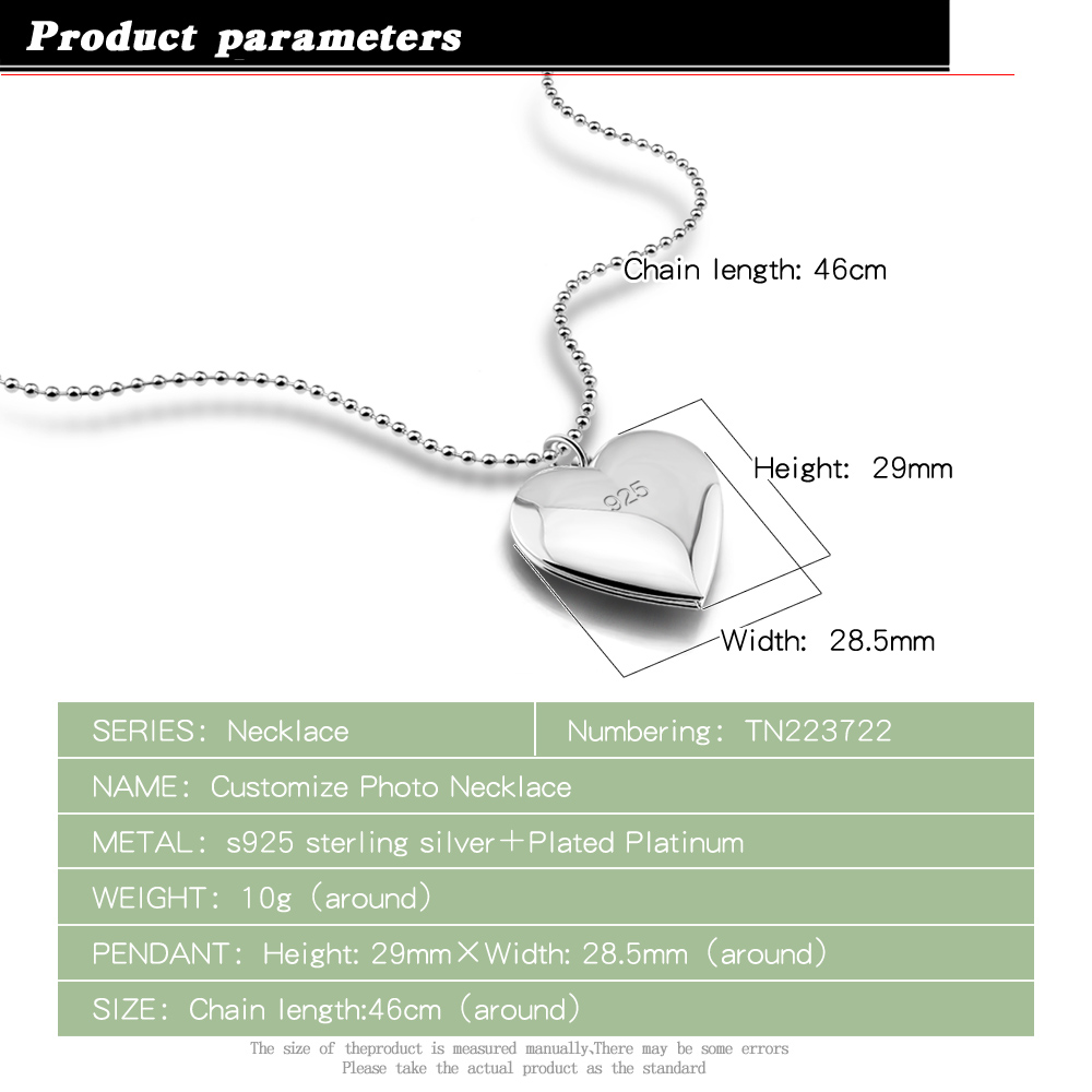 女性のための永遠の愛のハートネックレス,925スターリングシ - Heart Locket Necklace Photo のレビューと価格