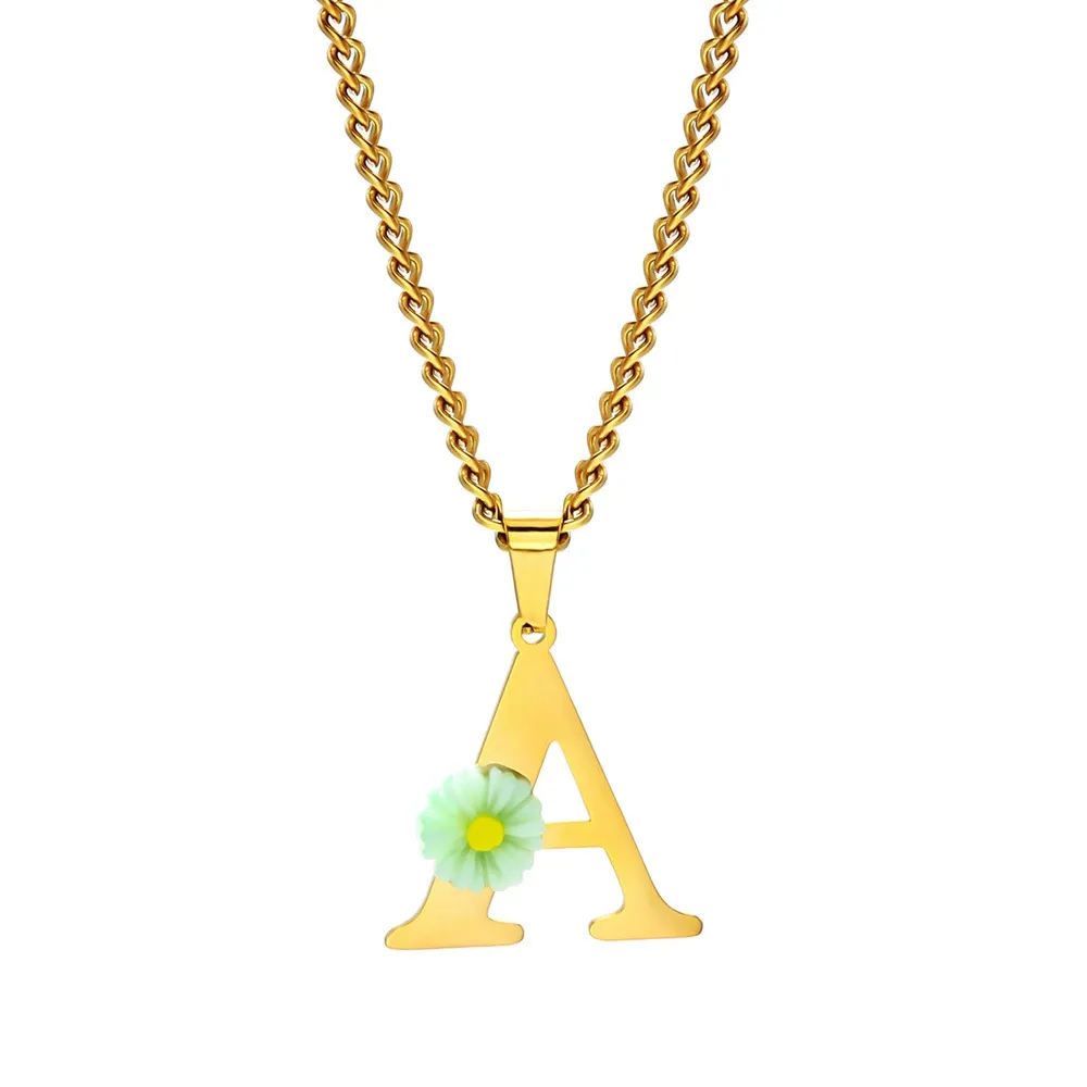 パーソナライズされたデイジーイニシャルレターネックレス カス - Initial Letter Necklace 18K Gold のレビューと価格